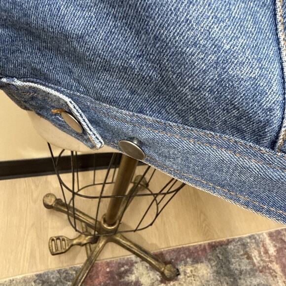 Vintage Together Denim Jacket L Floral Knit Appliqué Oversized 80s 90s Jean Coat - Picture 7 of 9